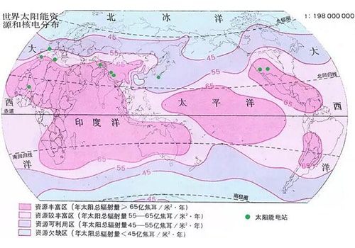 ​全球太阳能辐射量分布